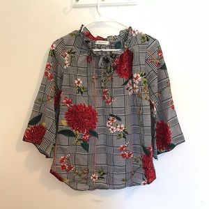 Jon & Anna houndstooth floral blouses